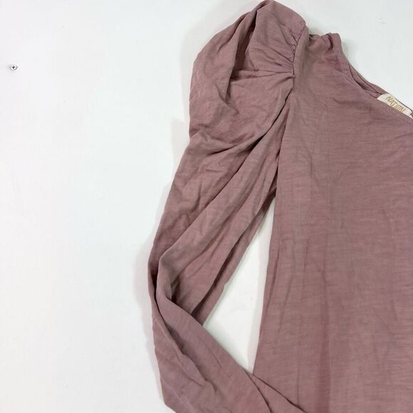 Nation LTD Shirt Womens Medium Pink Sabrina One Shoulder Puff Sleeve Party Tee - Picture 2 of 8